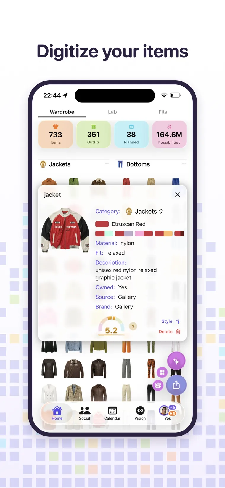 Digitise a pile of clothes in one photo in the Awtfit iPhone app
