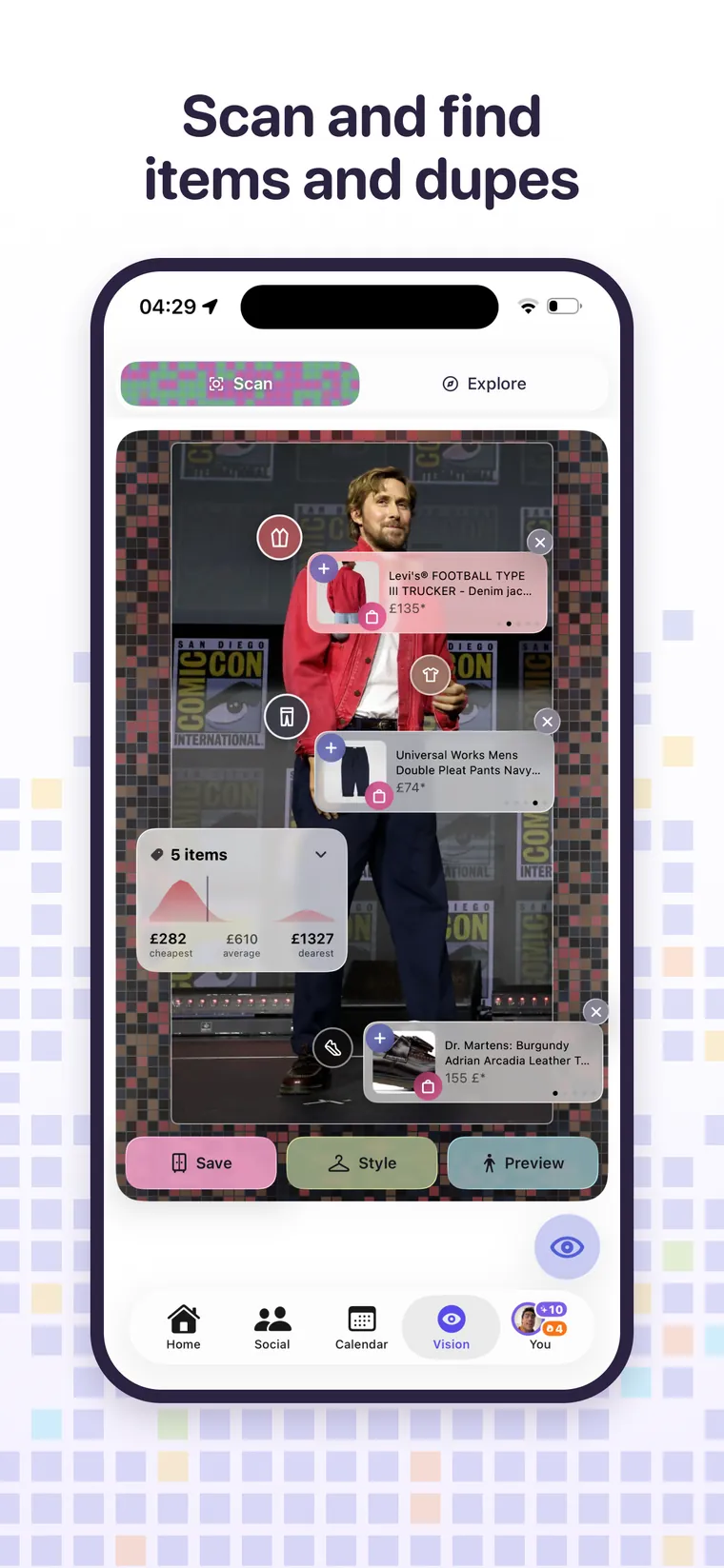 Find any garment from any photo in the Awtfit iPhone app