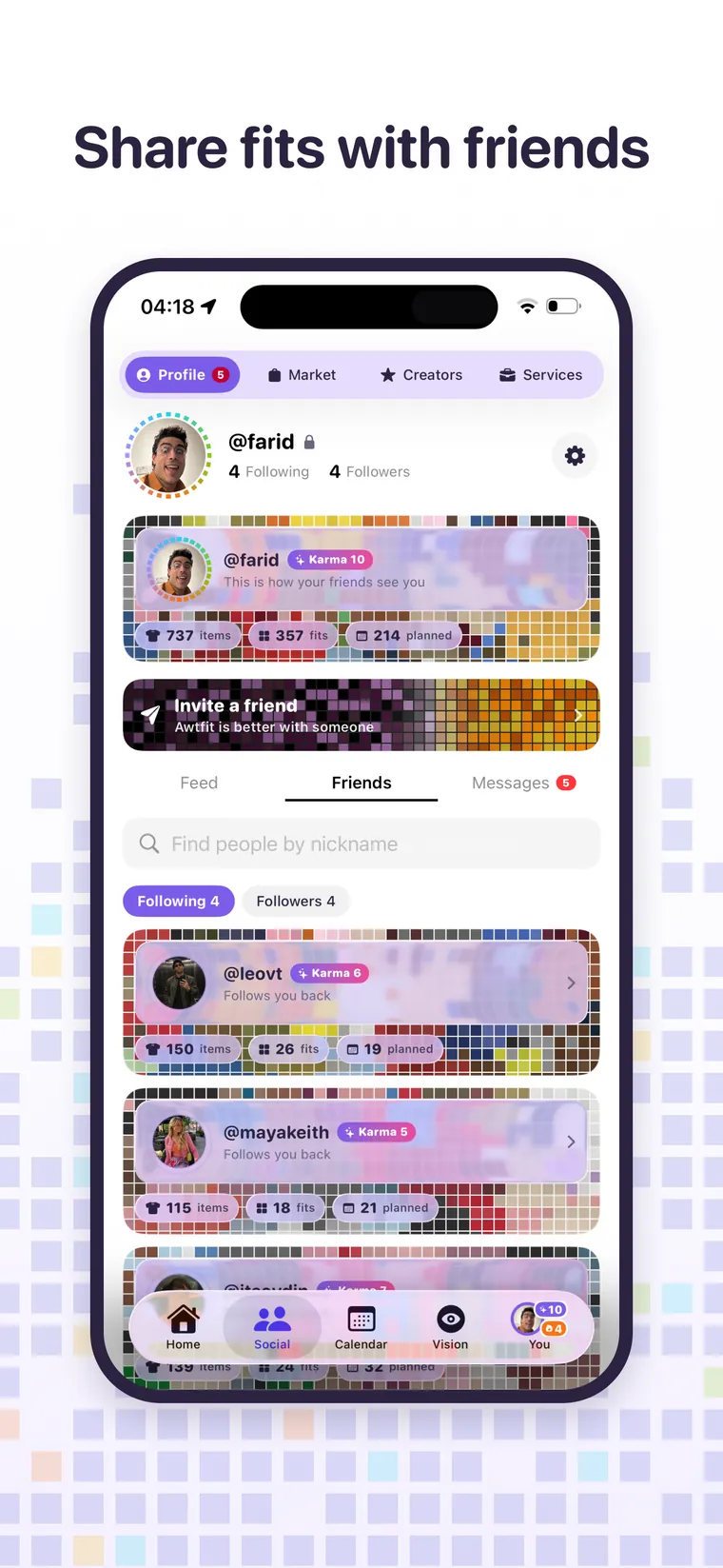 Better with people in it in the Awtfit iPhone app